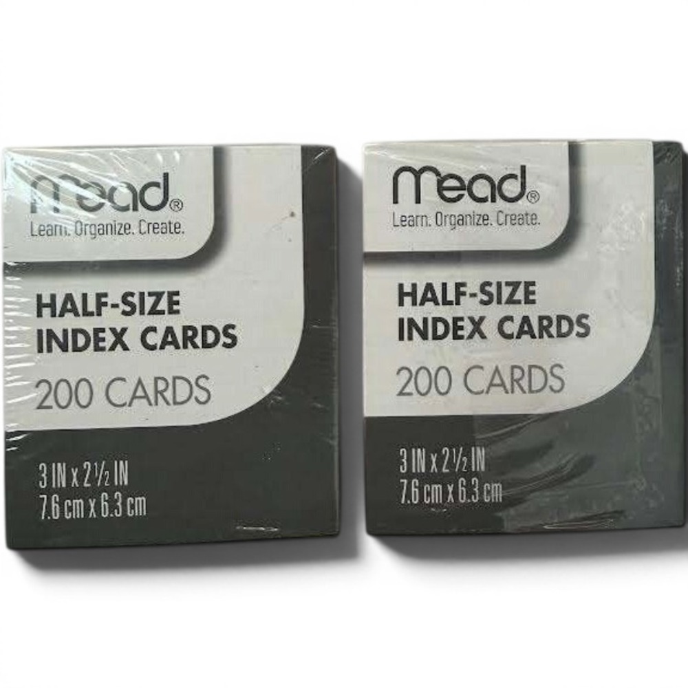 Mead Half-Size Index Cards 3x2.5 Ruled Pastel Colors 200 Count 2 Pack 63039